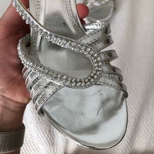Silver prom heels